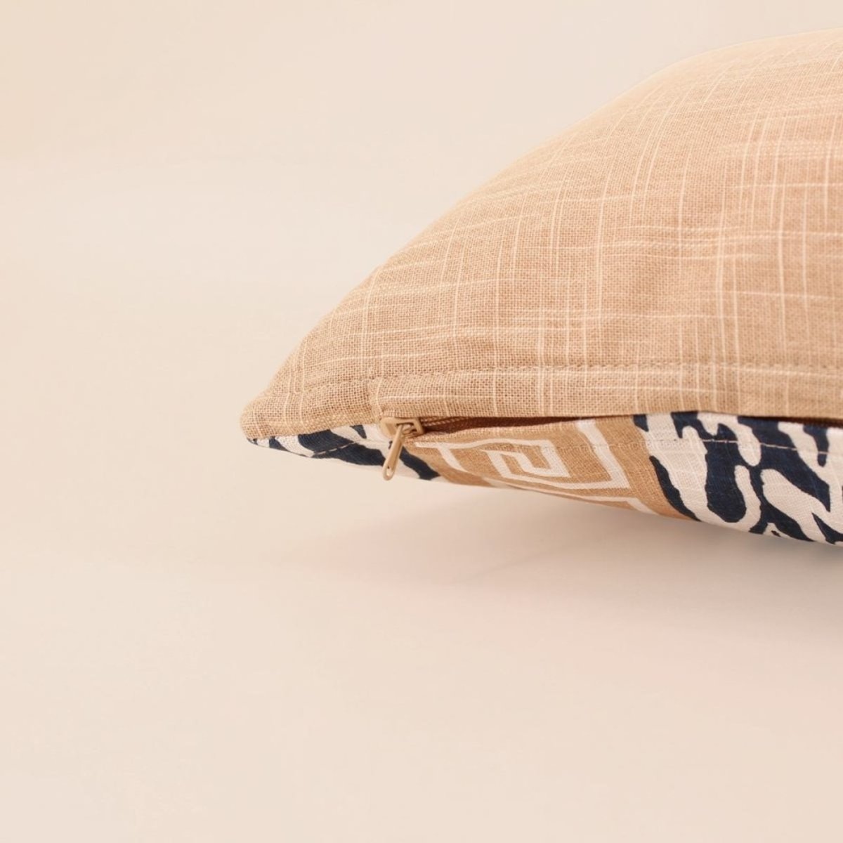 Coussin en coton flammé imprimé bord de mer 30x50cm bleu, ORNAMI