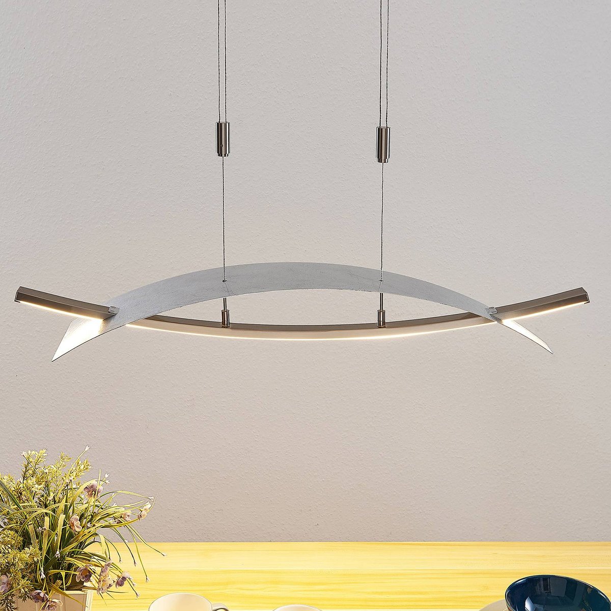 Suspension en métal moderneLED, Marija argent, LUCANDE