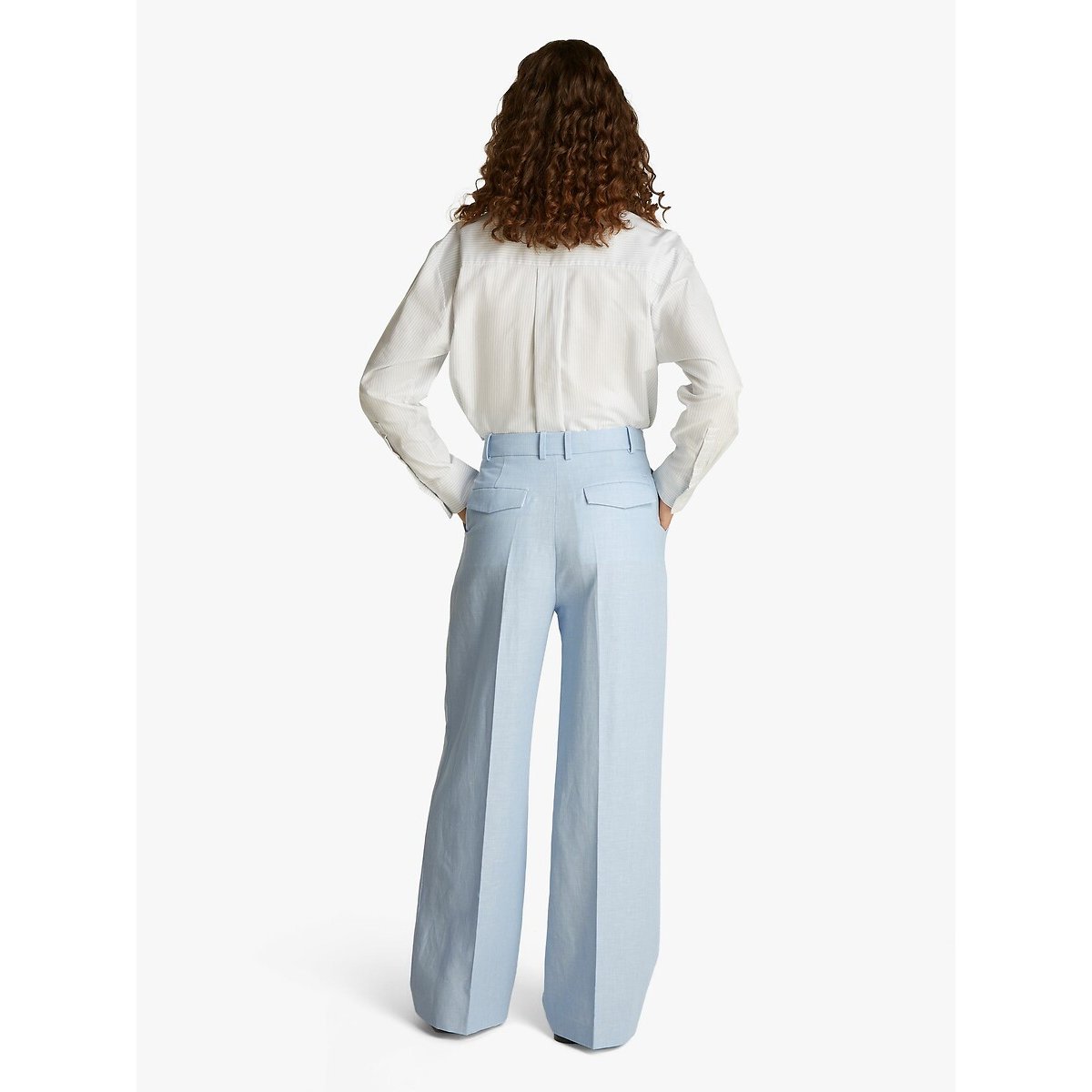 Linen Blend Straight Trousers light blue, TOMMY HILFIGER