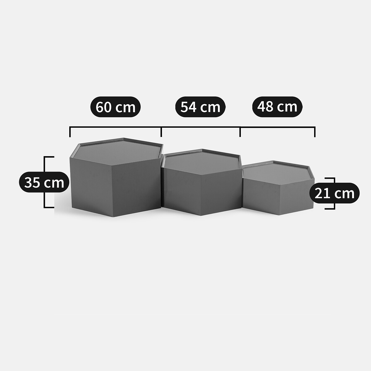 Lot de 3 tables basses empilables, Wai multicolore, LA REDOUTE INTERIEURS