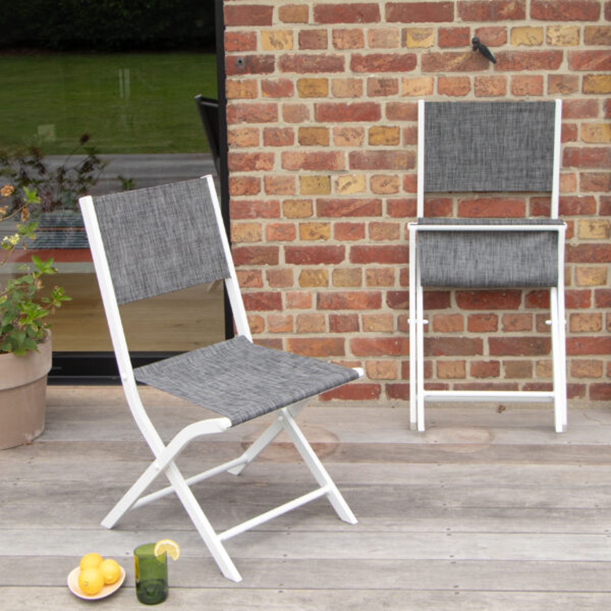 Ensemble en aluminium, 8 sièges MODULO gris, WILSA GARDEN