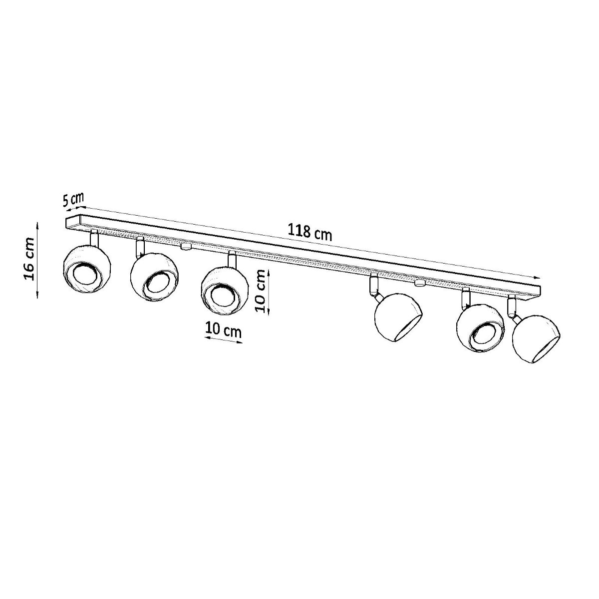 Plafonnier Acier Blanc GU10 6 Oculare blanc, EDEN