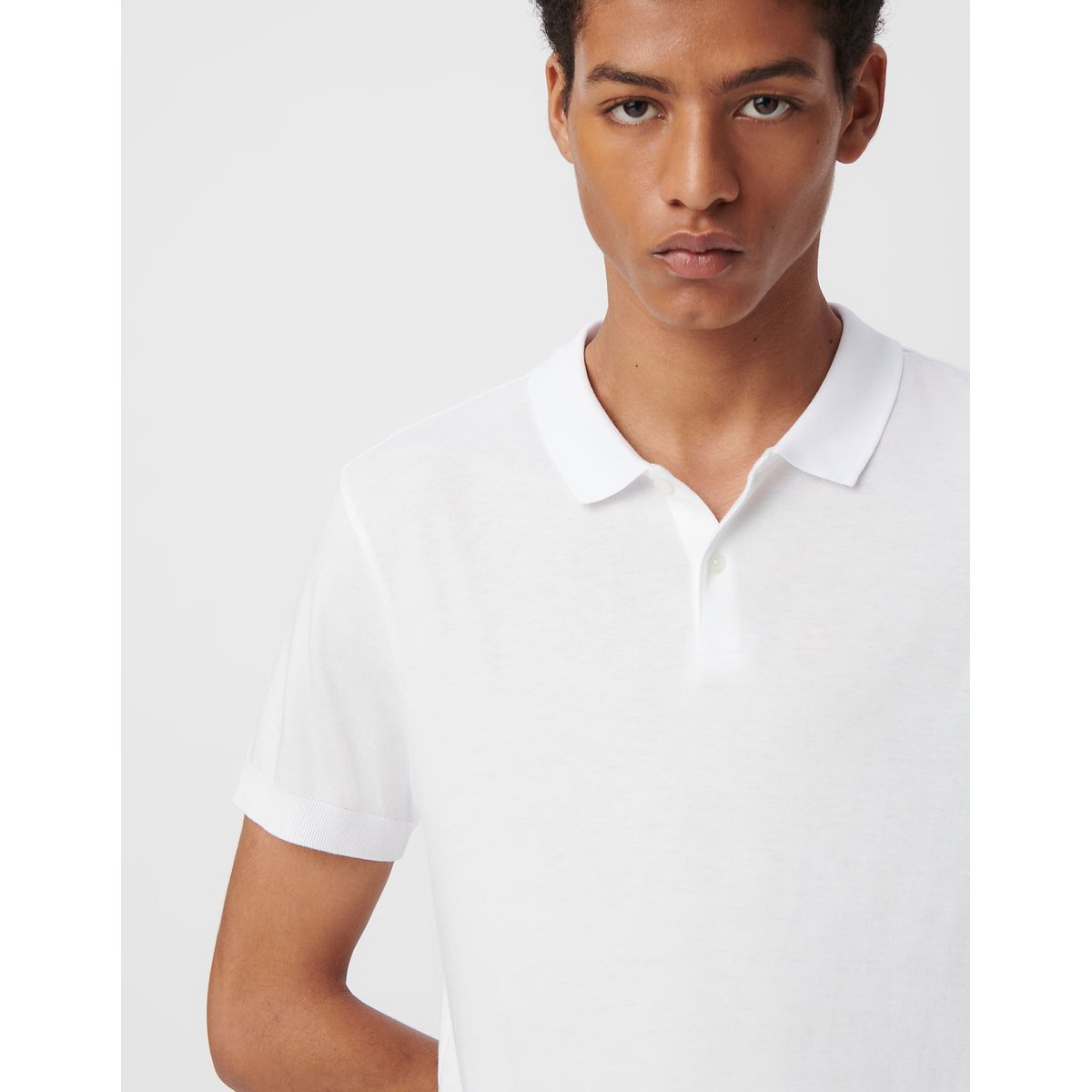 Polo en coton modal blanc, IKKS