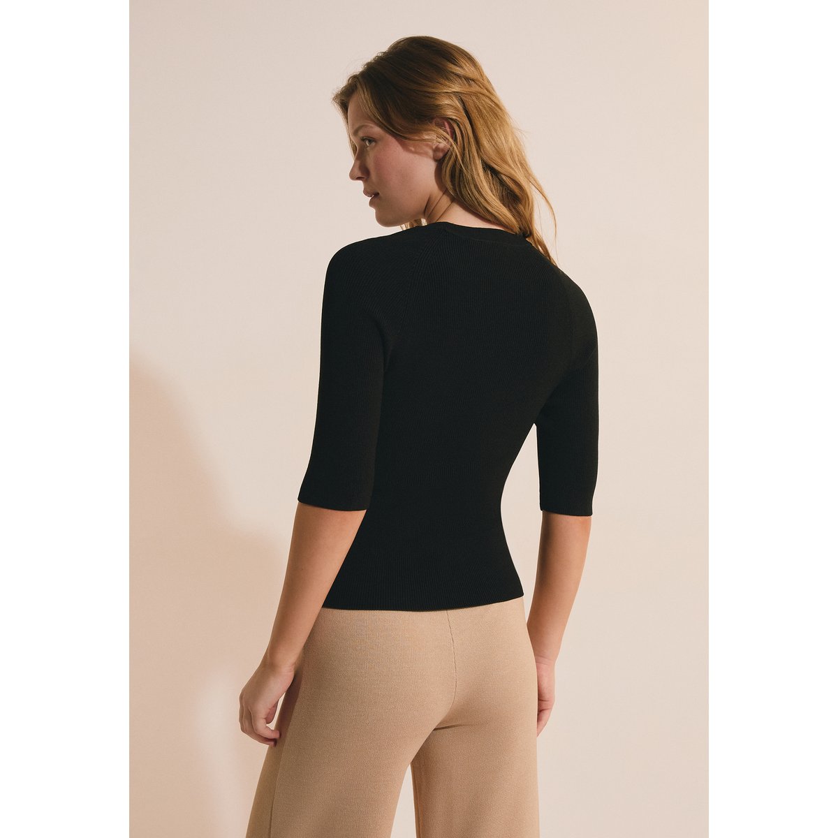 Pull à manches courtes en maille PEDRO noir, ETAM