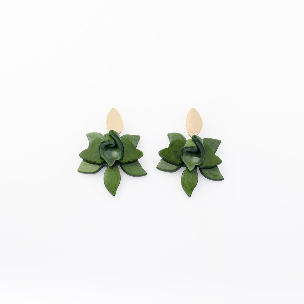 Boucles d'oreilles fleurs en résine verte vert, BALABOOSTE