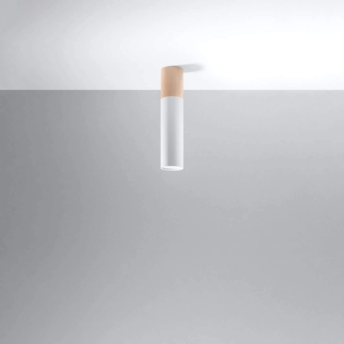 Plafonnier Acier Bois Naturel/Blanc GU10 1 Pablo marron, EDEN