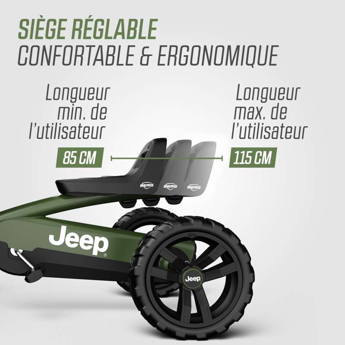 Kart à Pédales pour Enfants, 2+ Ans, Buzzy Sahara green, BERG TOYS