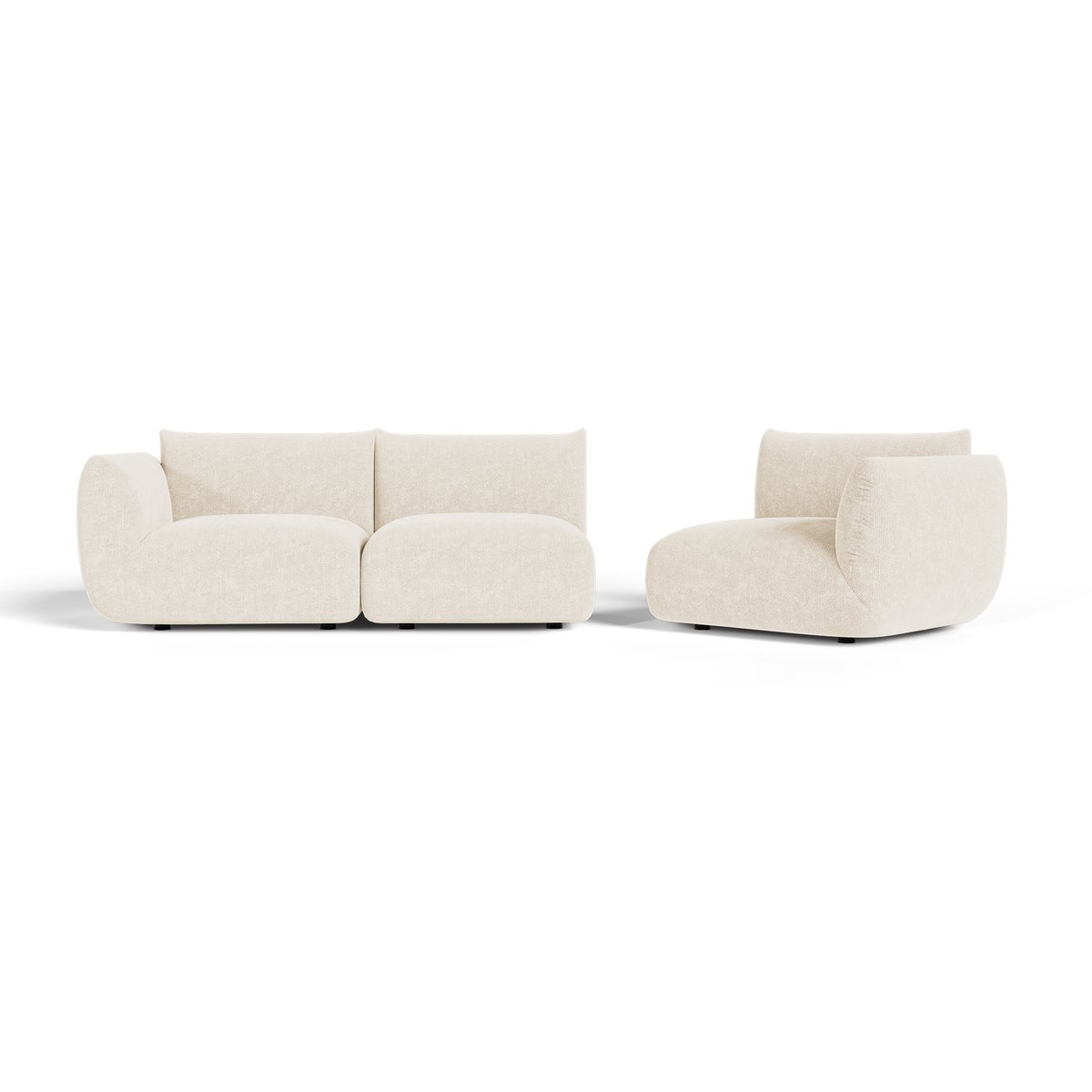 Canapé modulable 5 places en velours chenillé NOOMA crème, SIA HOME
