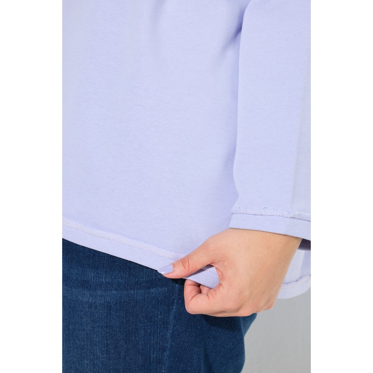 Sweat-shirt à manches longues et col rond lavande, ULLA POPKEN