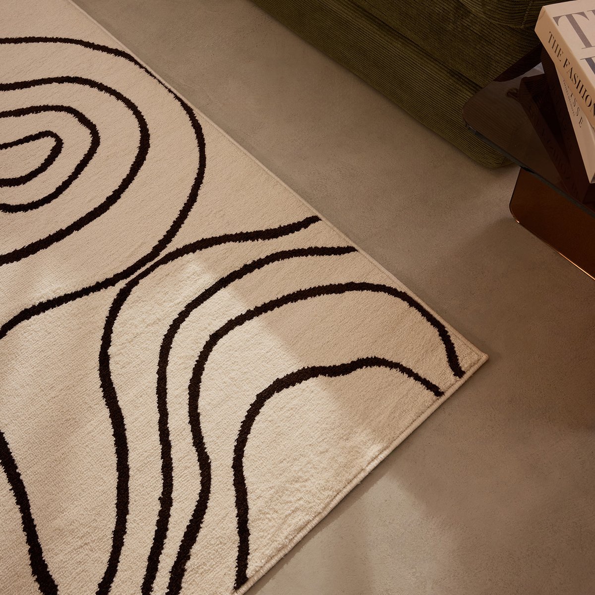Tapis intérieur à motif abstrait organique SANTAL crème, NAZAR RUGS