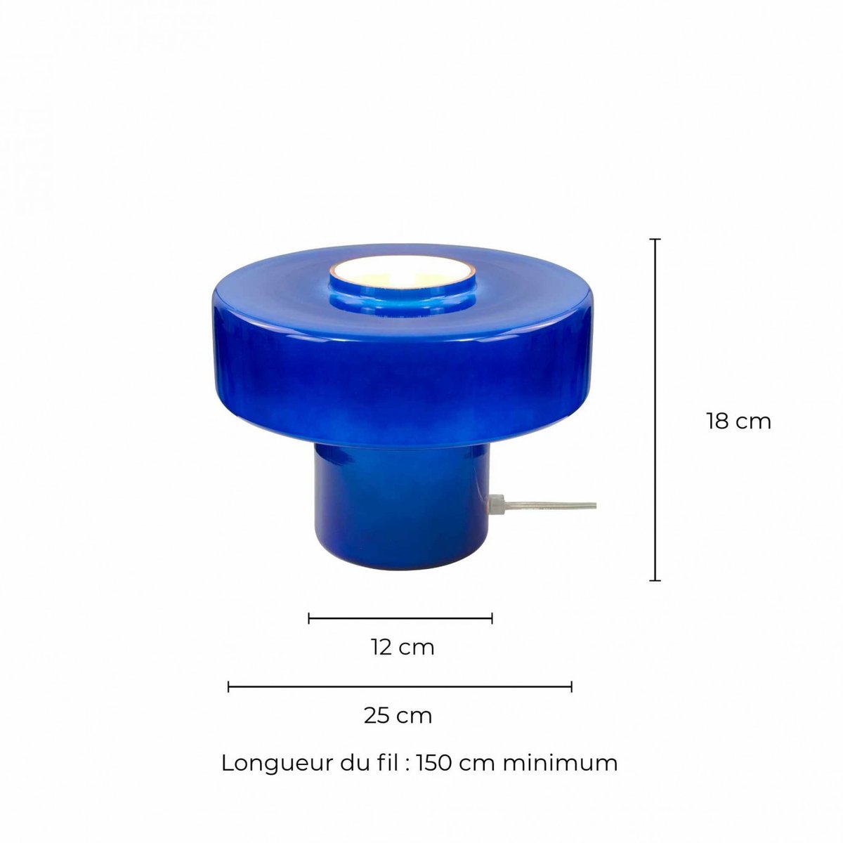 Lampe à poser en verre, FOZA bleu, C-CREATION