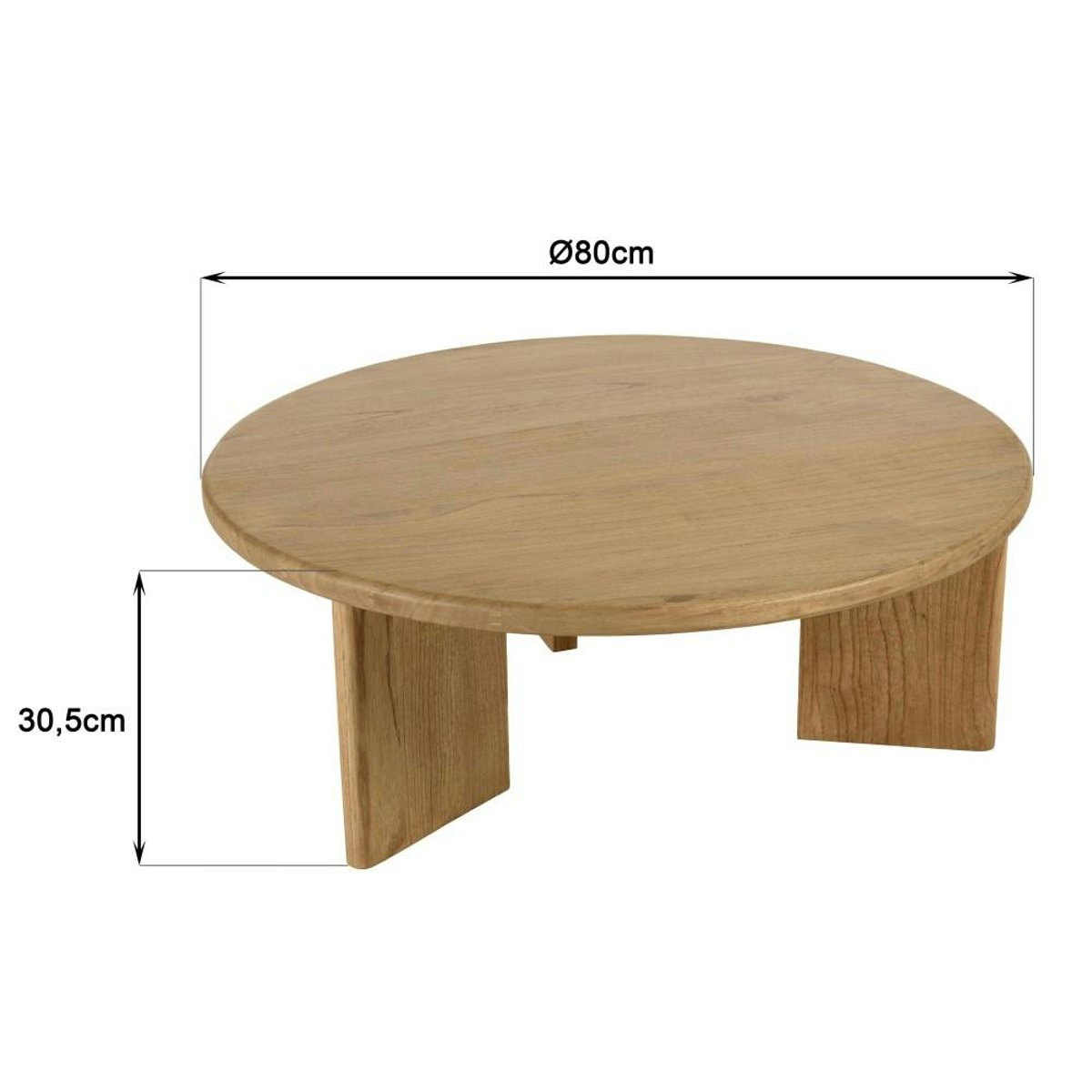 Table basse ronde 80cm en bois de mindi TIVARO bois naturel, PIER IMPORT