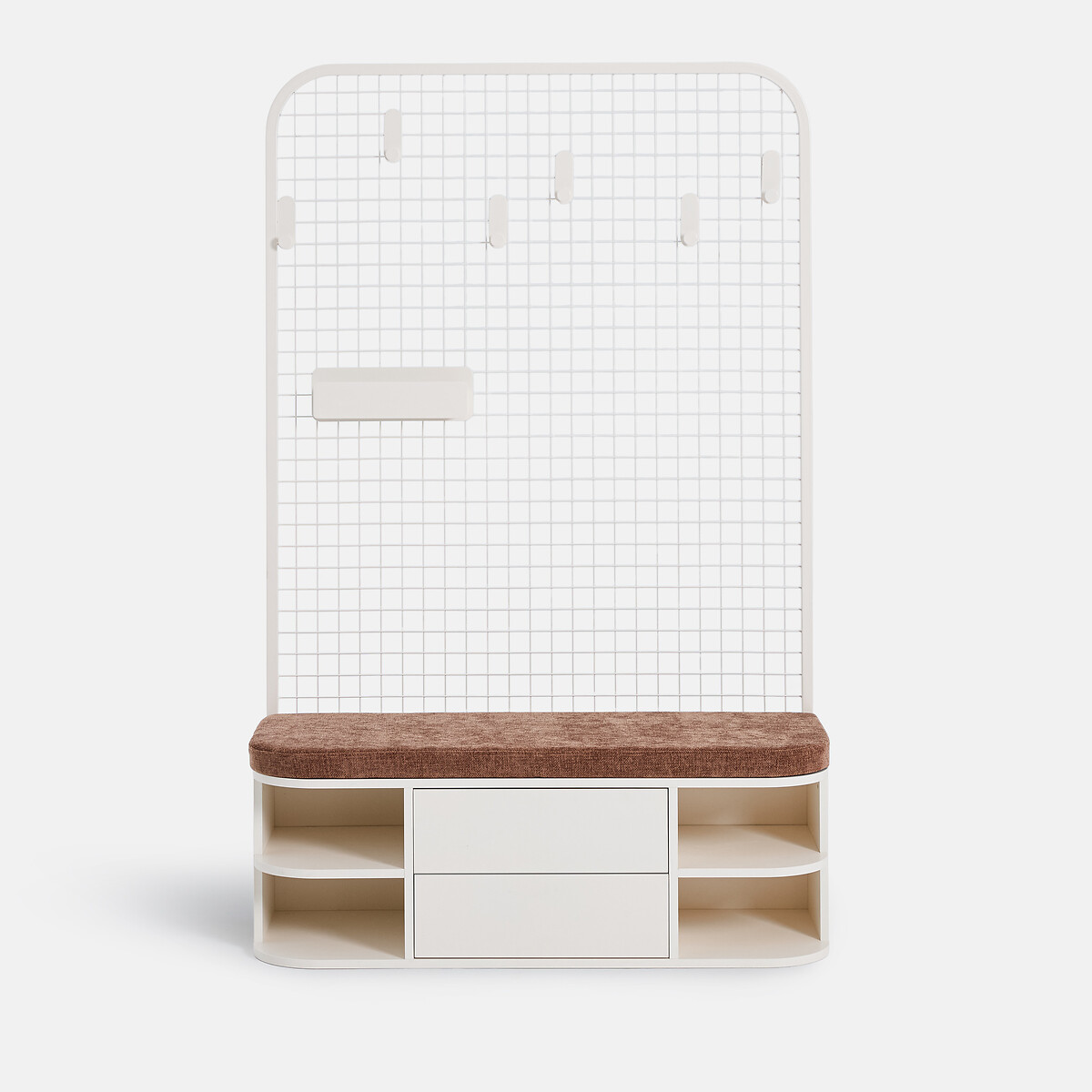 Vestiaire avec banc, 6 patères, 4 niches, 2 tiroirs, KLUVA ecru, LA REDOUTE INTERIEURS