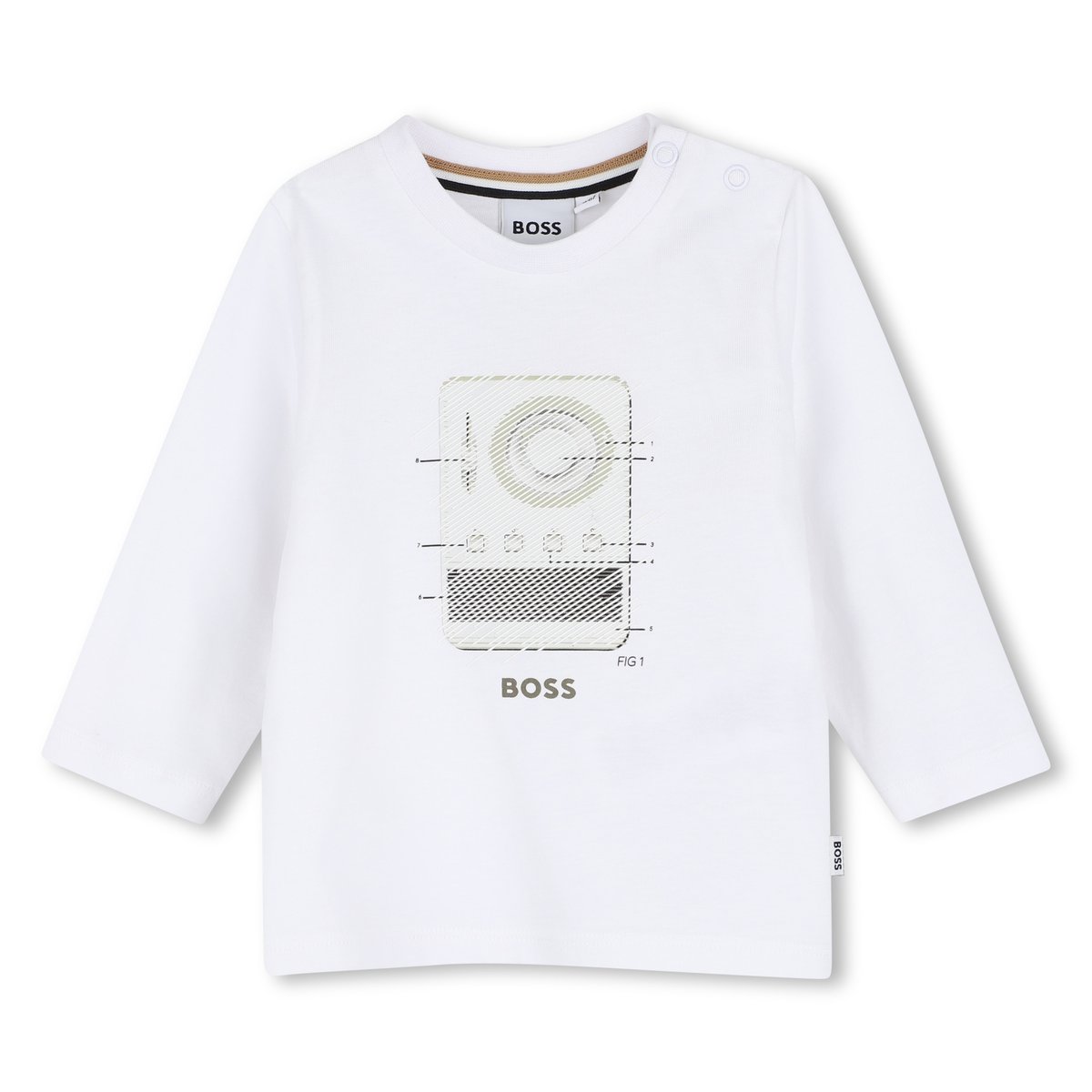 Tee-shirt manches longues blanc, BOSS KIDSWEAR