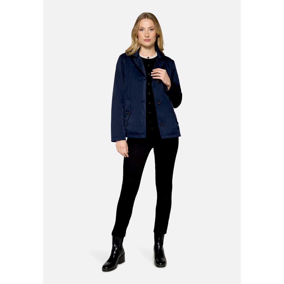 Manteau court à col bleu foncé, BETTY BARCLAY
