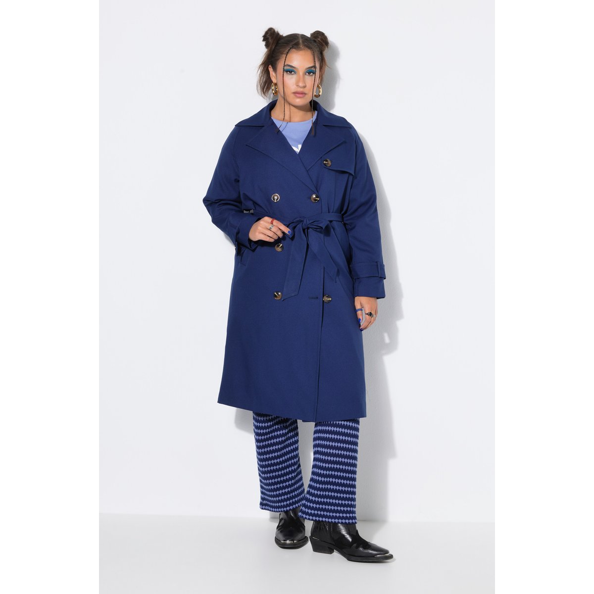 Trench-coat légèrement oversize marine, STUDIO UNTOLD