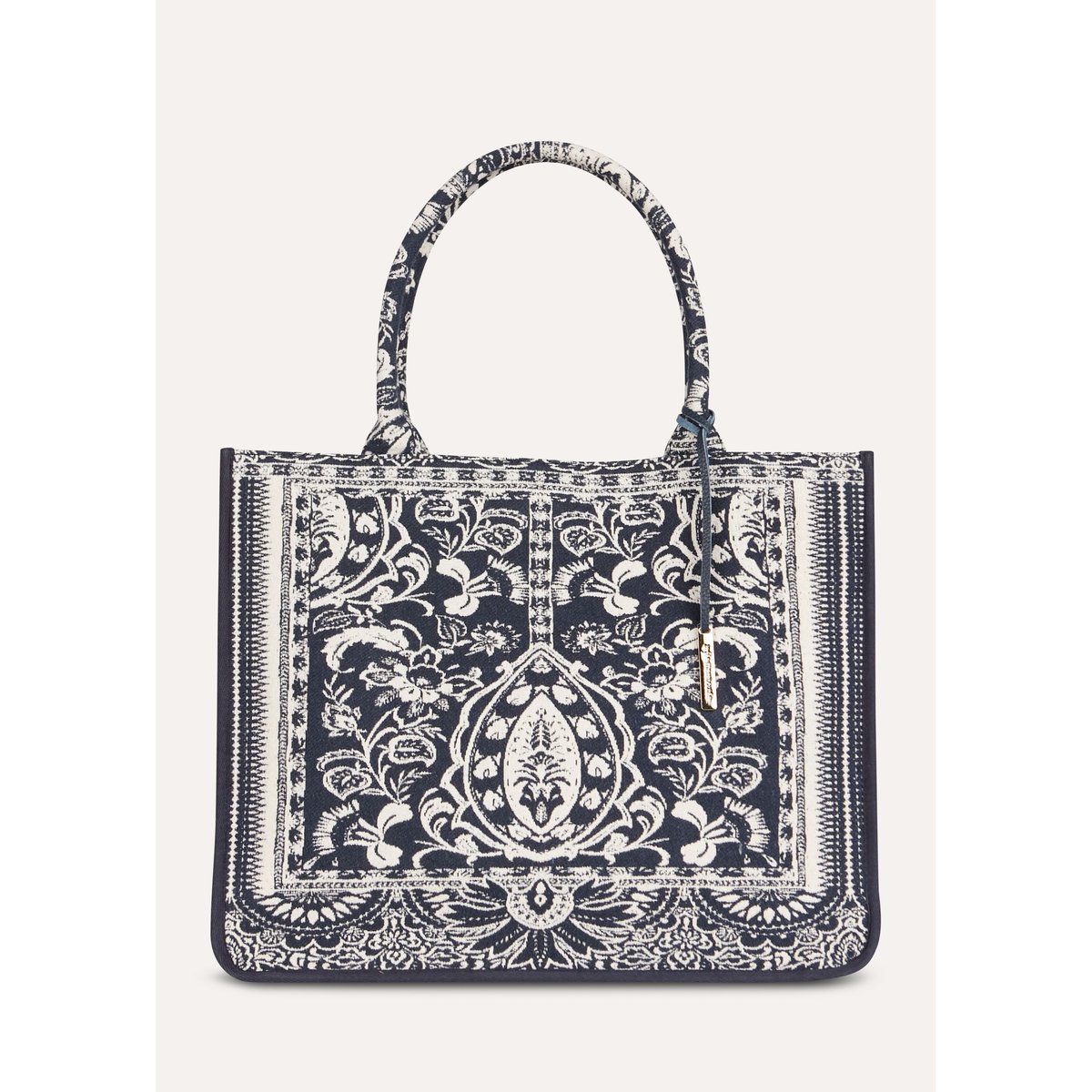 Sac cabas en jacquard navy, LA FEE MARABOUTEE