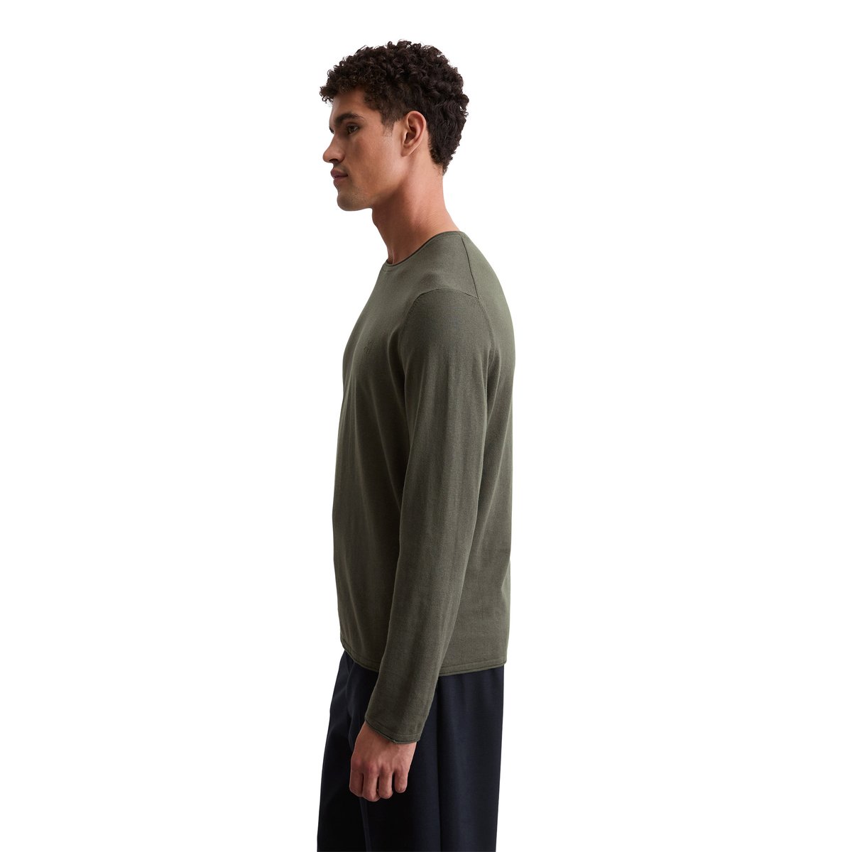 Pull-over regular en mélange de coton et de cachemire bio vert foncé, MARC O'POLO