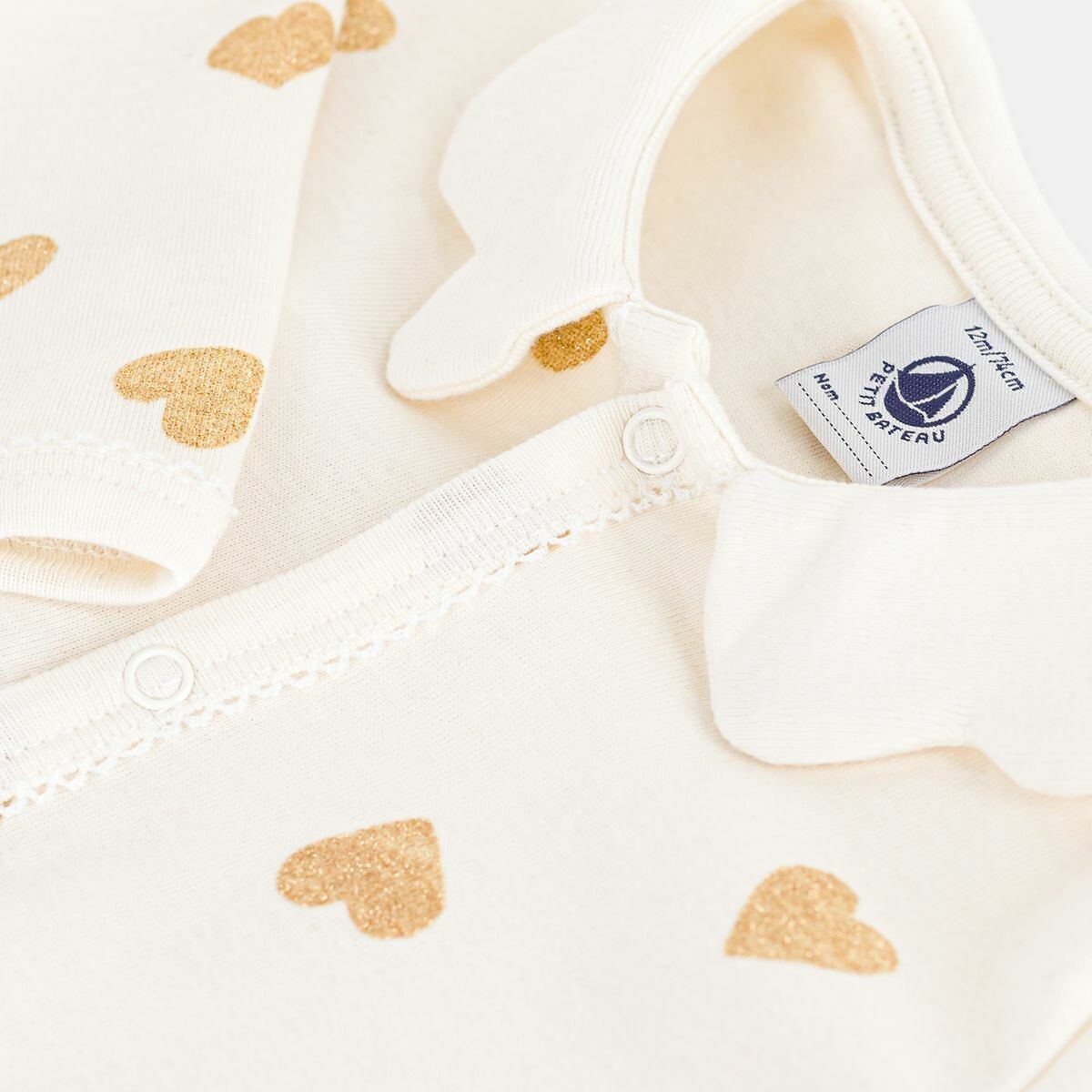 Pigiama in cotone senza piedi, con stampa a cuori fantasia, PETIT BATEAU
