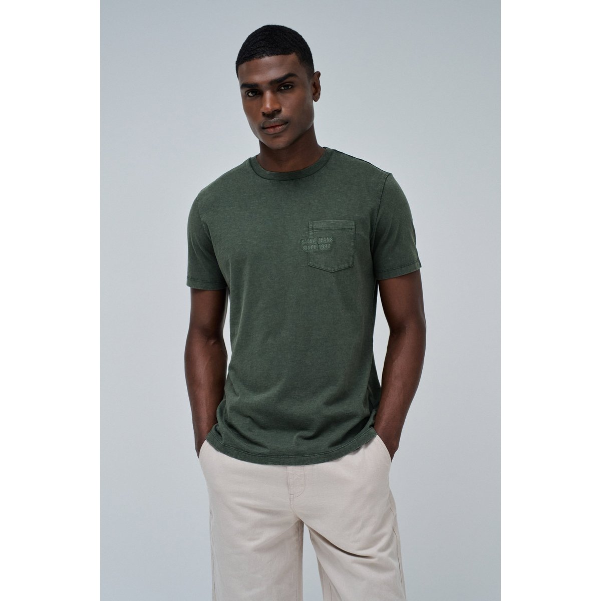 T-SHIRT AVEC LOGO vert kaki, SALSA JEANS