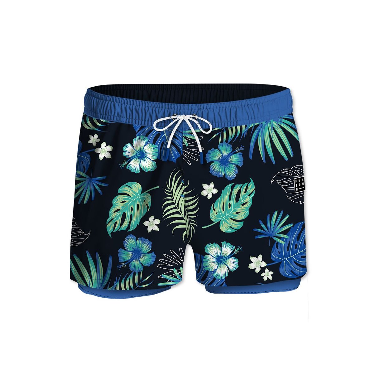 Maillot de Bain Short Microfibre bleu marine/noir/vert/blanc, FREEGUN