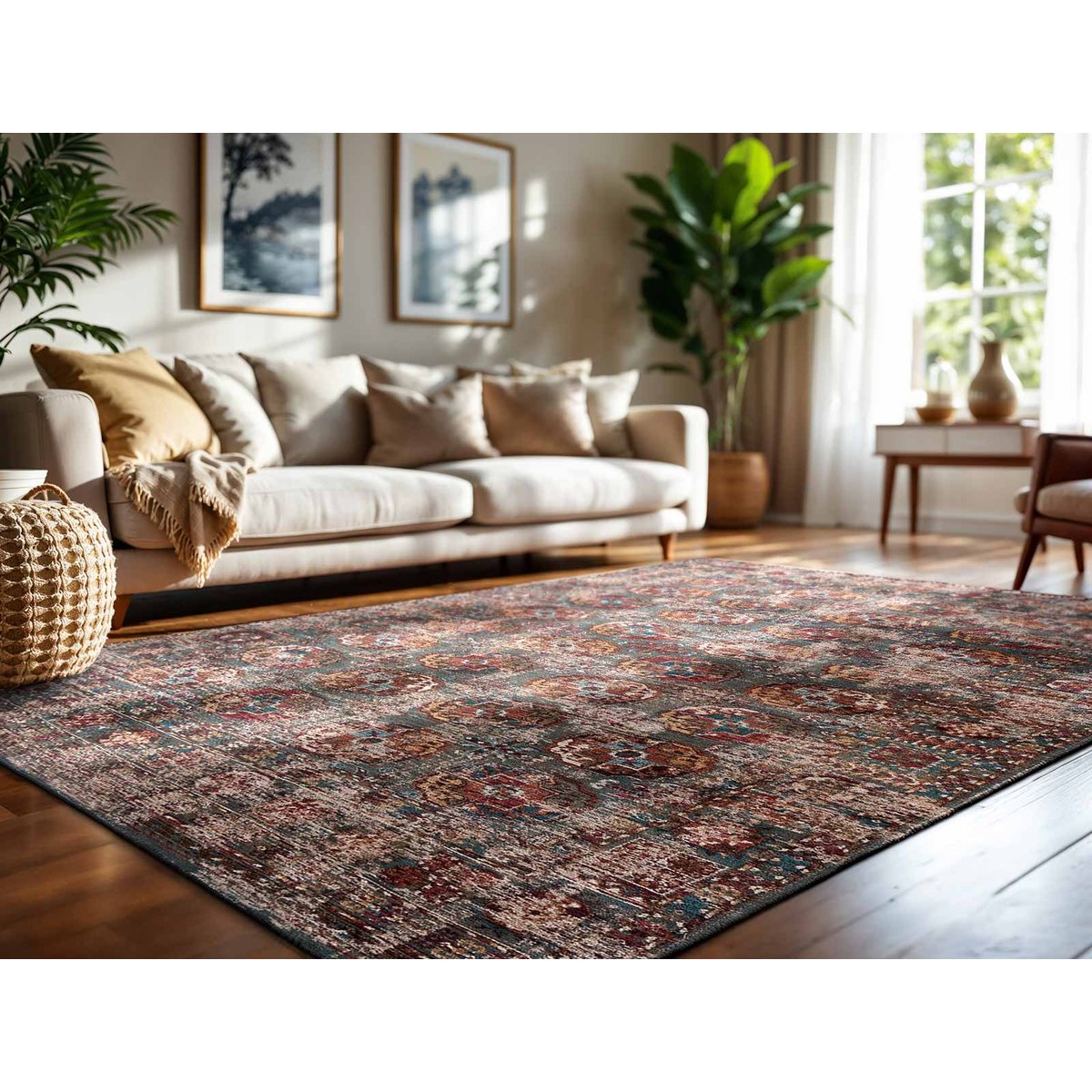 Tapis tissé plat style orient KASAK rouge, NOVATREND