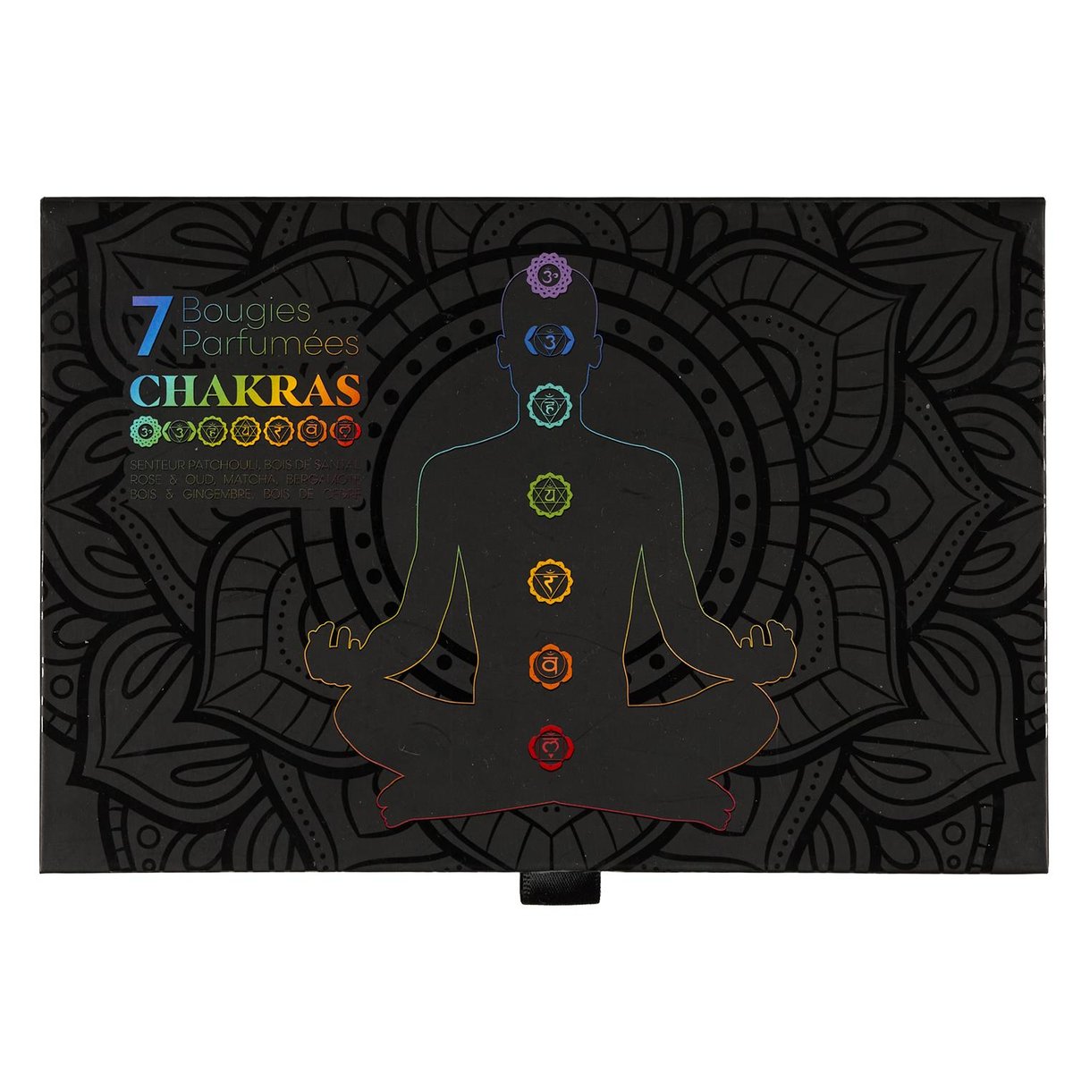 Coffret cadeau 7 bougies parfumées Chakra multicolore, EDEN