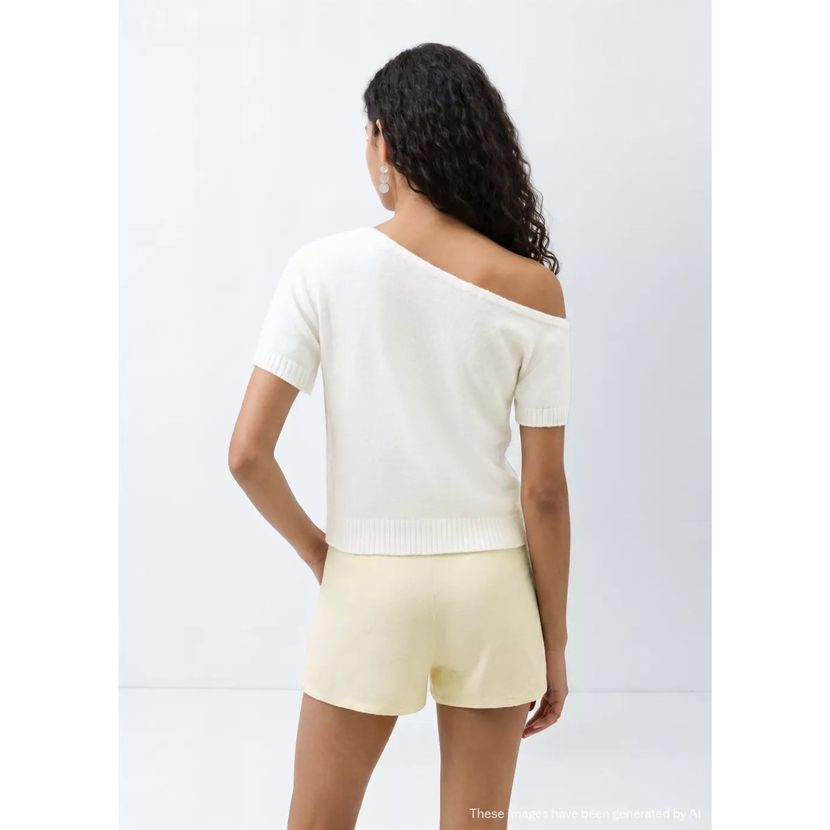 Pull en maille à épaules dénudées blanc, MANGO TEEN