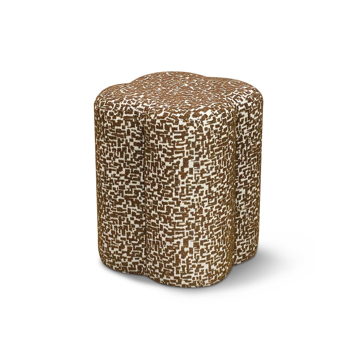 Pouf en tissu texturé à motif LUCKY brun, SIA HOME