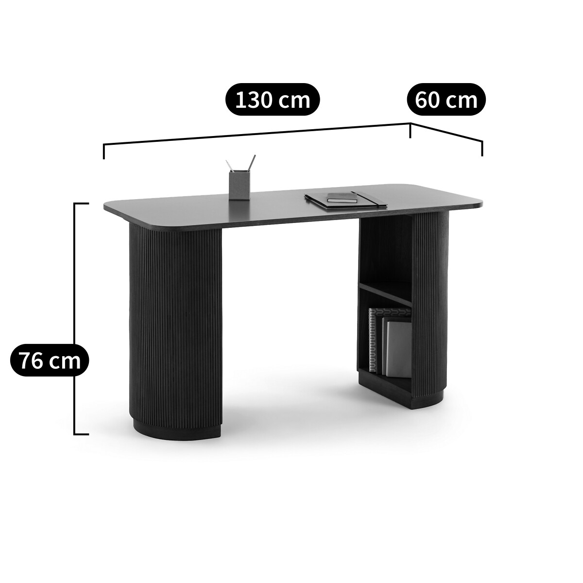 Fratti Desk with 4 Storage Compartments walnut/green, LA REDOUTE INTERIEURS