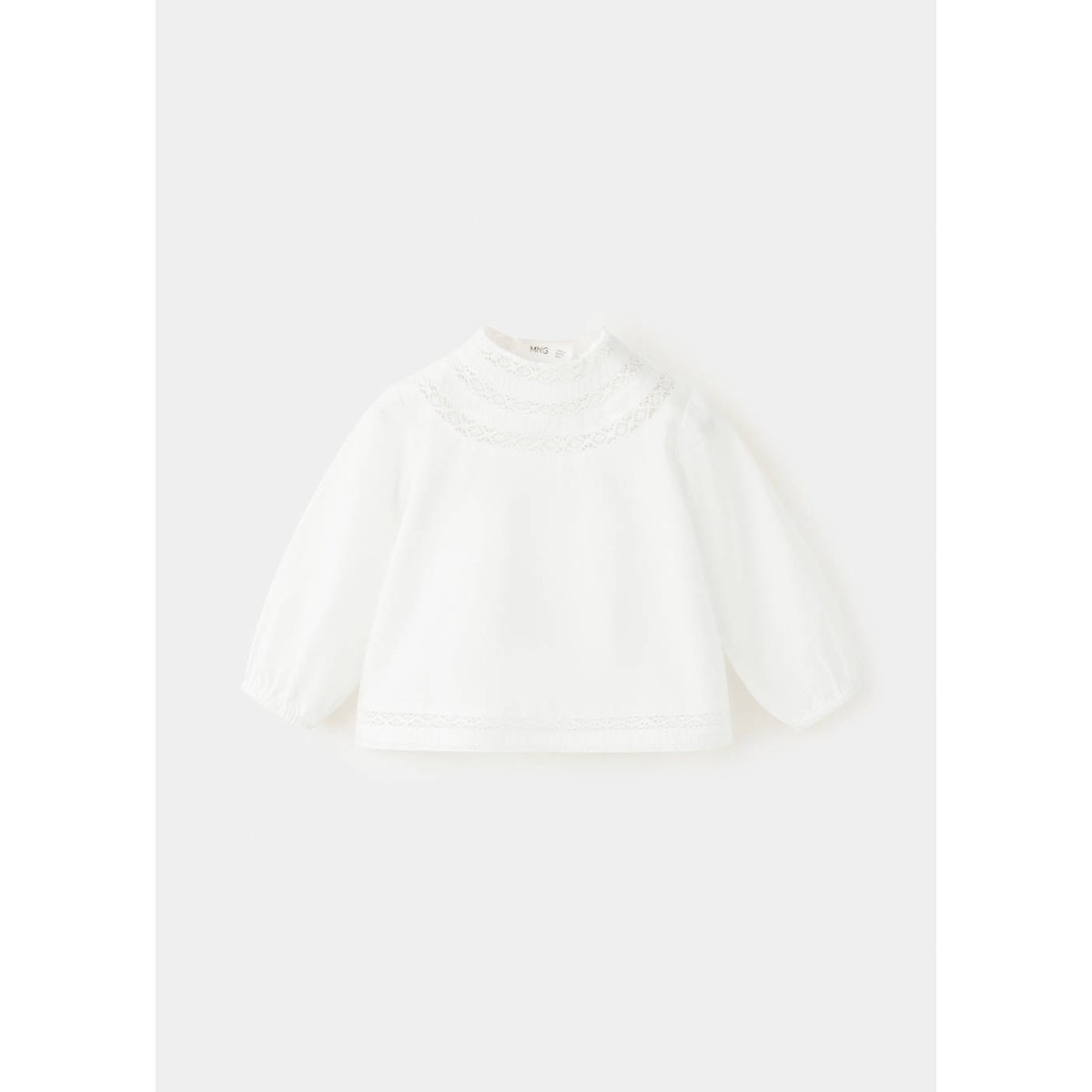 Blouse coton détails brodés blanc cassé, MANGO BABY