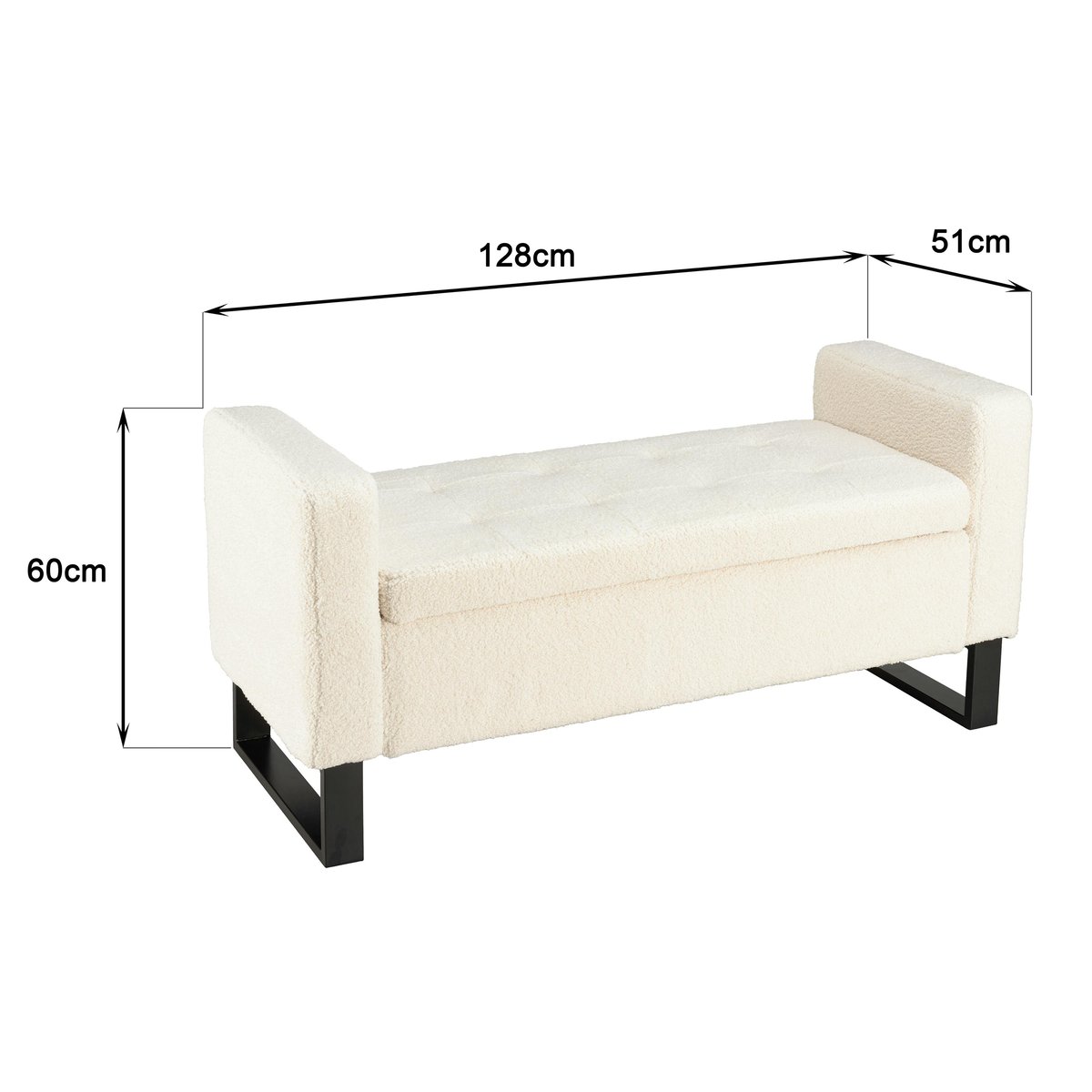 Banc coffre tissu bouclette écru COLOMBUS ecru, PIER IMPORT