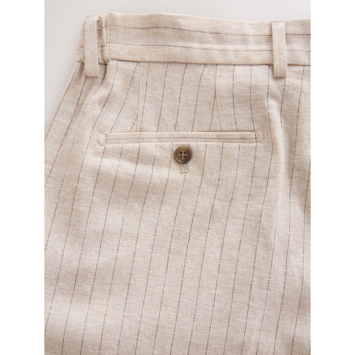 Pantalon slim en lin rayé écru, NEXT