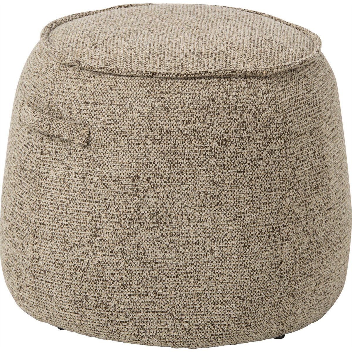 Pouf rond en tissu texturé marron et écru, RECOLLECTION