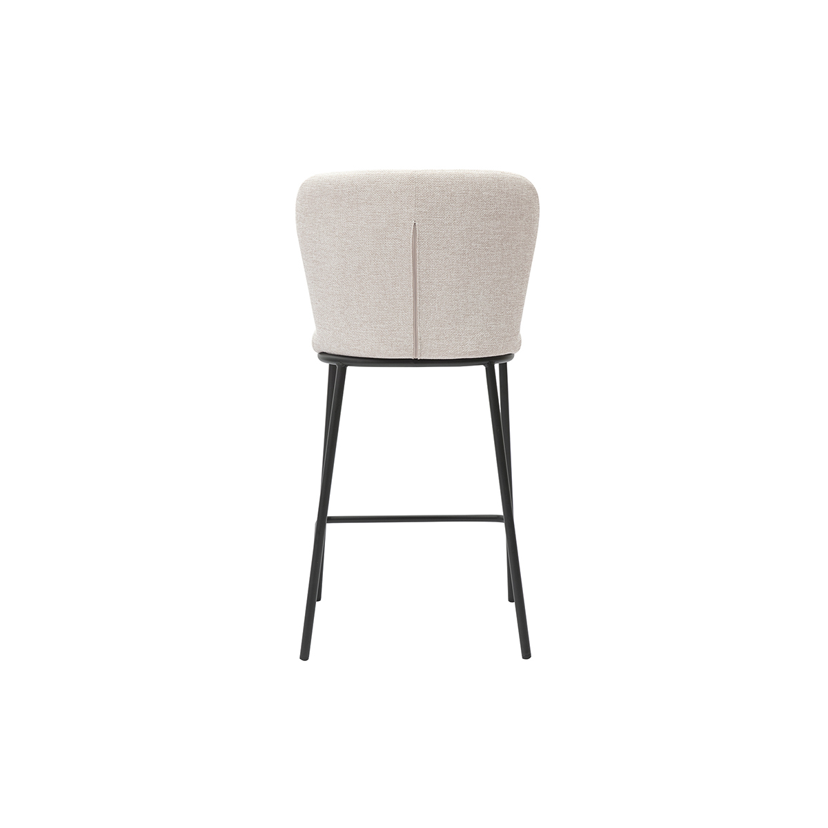 Tabourets en tissu effet velours texturé beige et métal noir (lot de 2) LISOR beige, MILIBOO