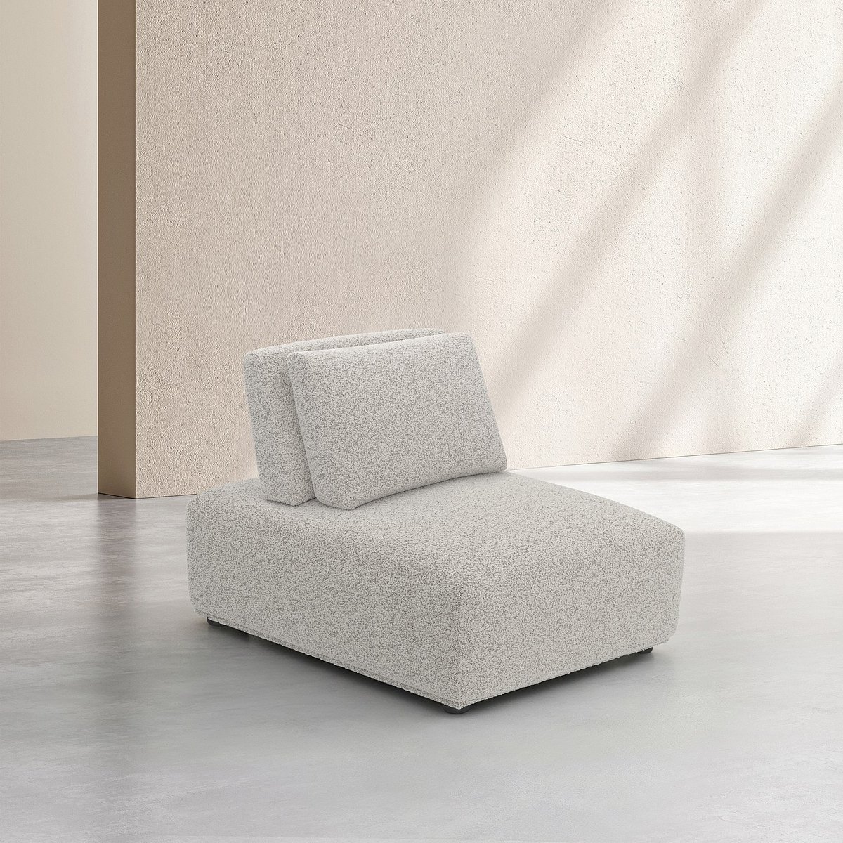 Fauteuil droit tissu acrylique RUDOLF gris, HABITAT