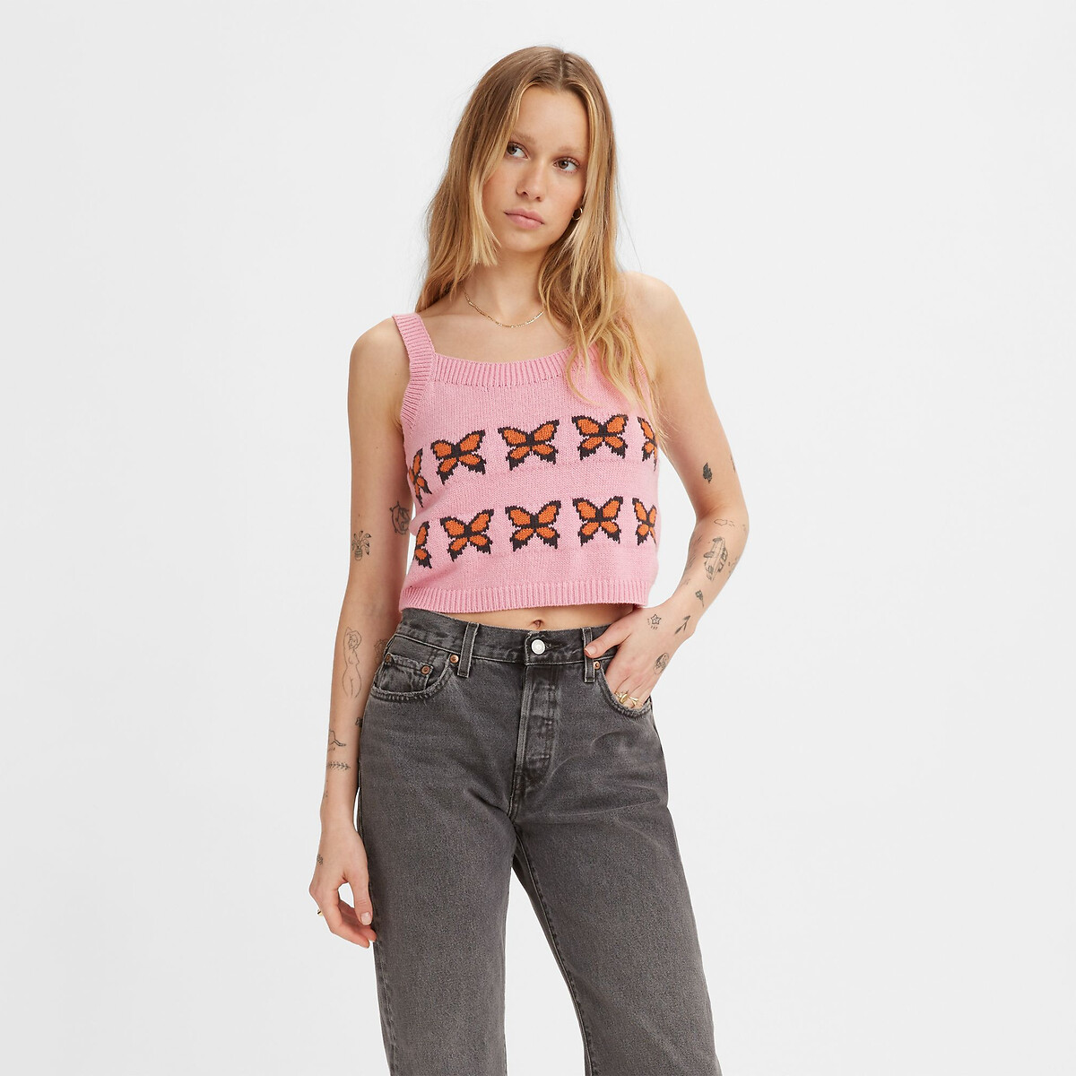 Canotta con stampa di farfalle rosa, LEVI'S