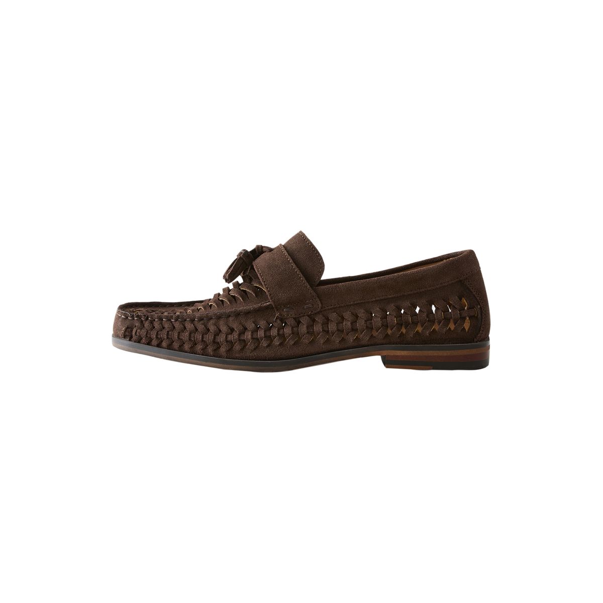 Mocassins tressés en cuir marron, NEXT