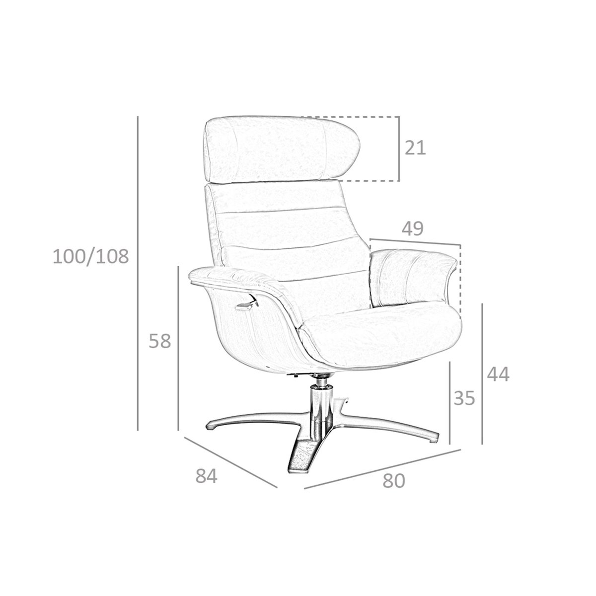 Fauteuil pivotant inclinable en cuir marron marron | gris foncé, ANGEL CERDA