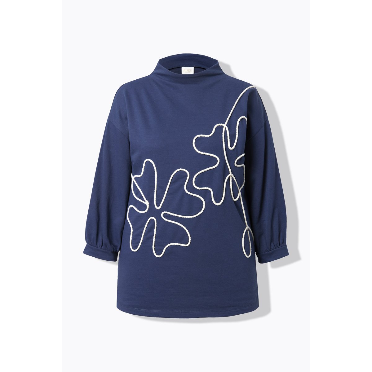 Sweat-shirt en coton bio, trèfles en corde marine, ULLA POPKEN