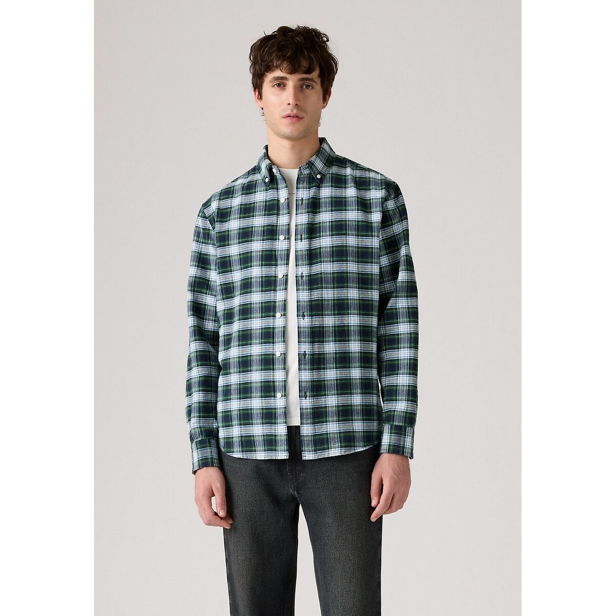 Authentiek button down overhemd geruit groen, LEVI'S