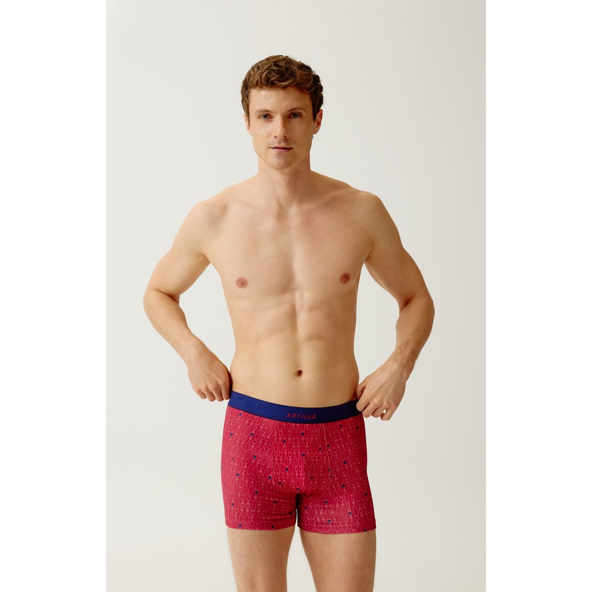 Boxer en jersey de coton imprimé Millésimé bordeaux, ARTHUR