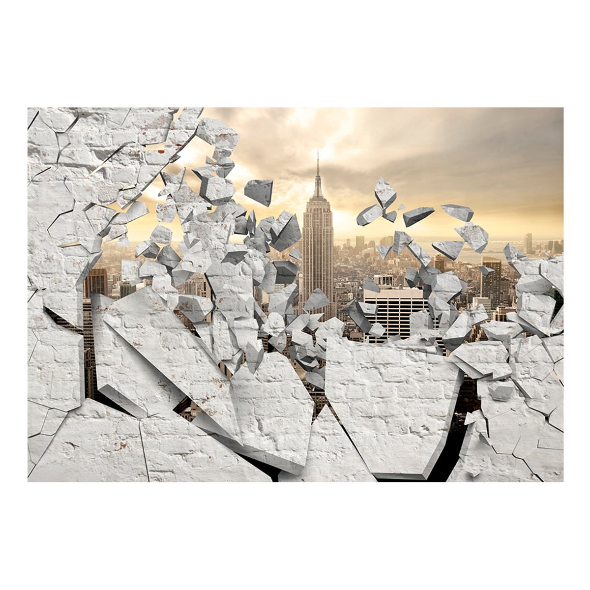 Papier peint intissé panoramique Ville et Architecture NY - City behind the Wall jaune / doré, EDEN