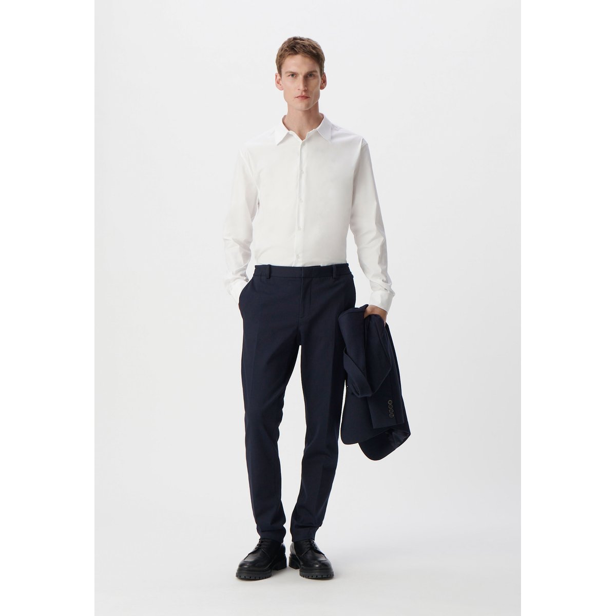 Pantalon de costume slim maille Milano bleu marine, IKKS