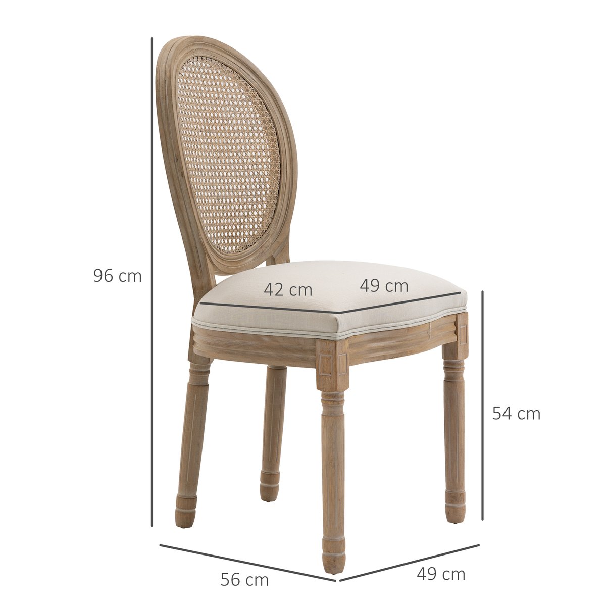 Chaise de salle à manger Tissu polyester au crème, HOMCOM