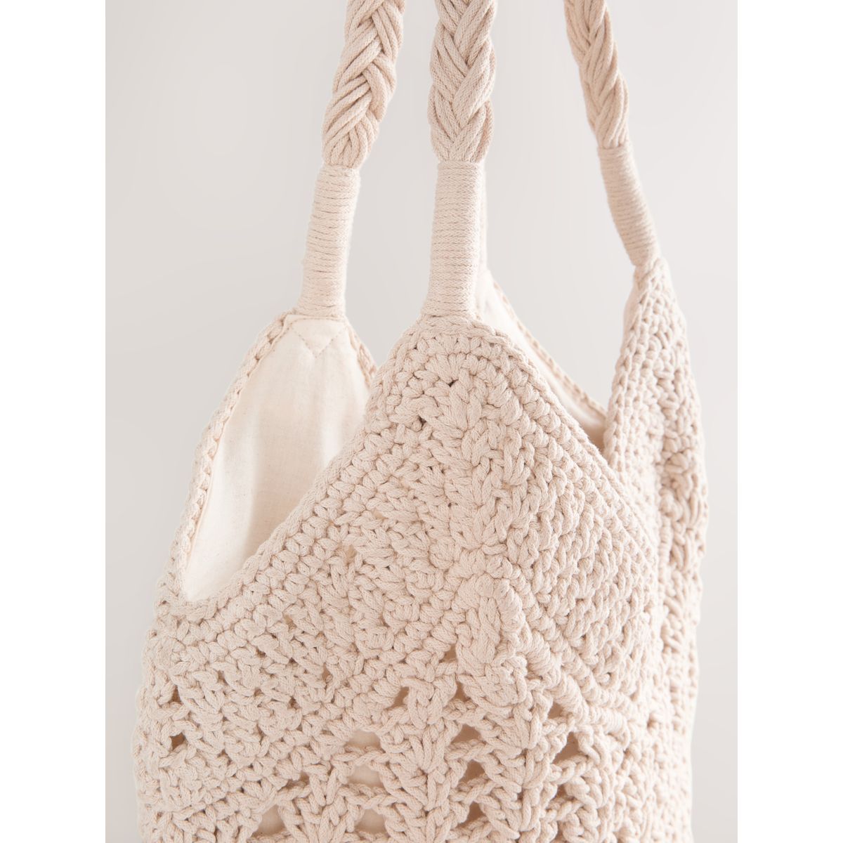 Sac porté épaule style macramé naturel, NEXT