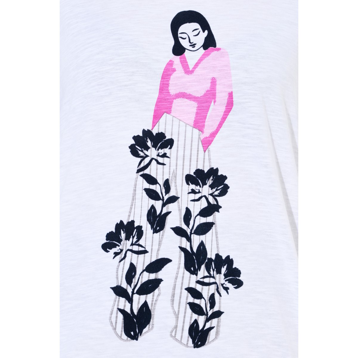 T-shirt à manches courtes et col blanc neige, ULLA POPKEN