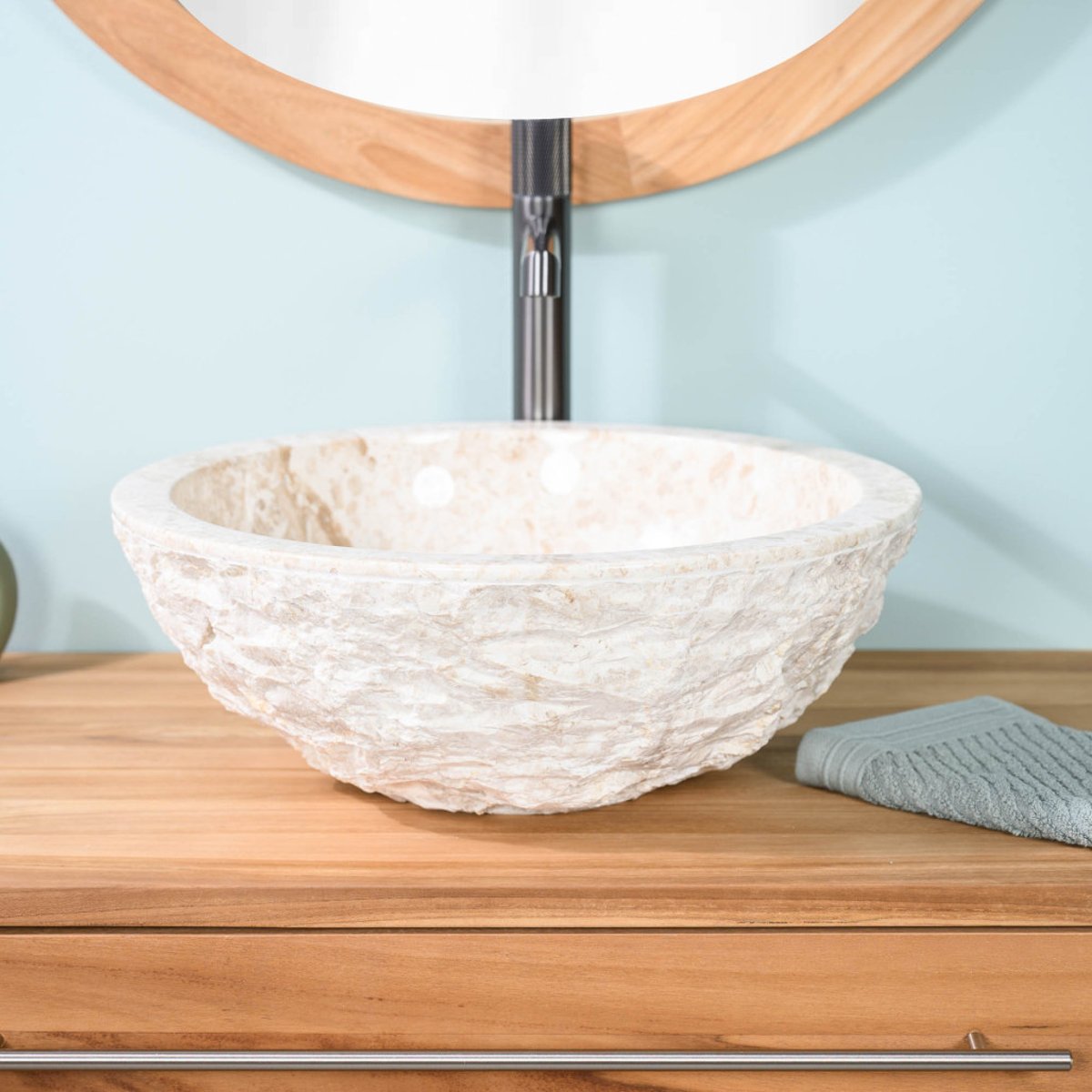 Vasque à poser en marbre ronde 40cm ROME crème, WANDA COLLECTION