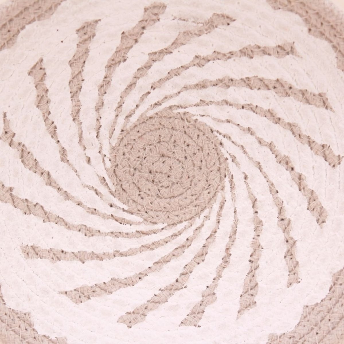 Corbeille murale ronde en corde imprimée 20cm beige, ORNAMI