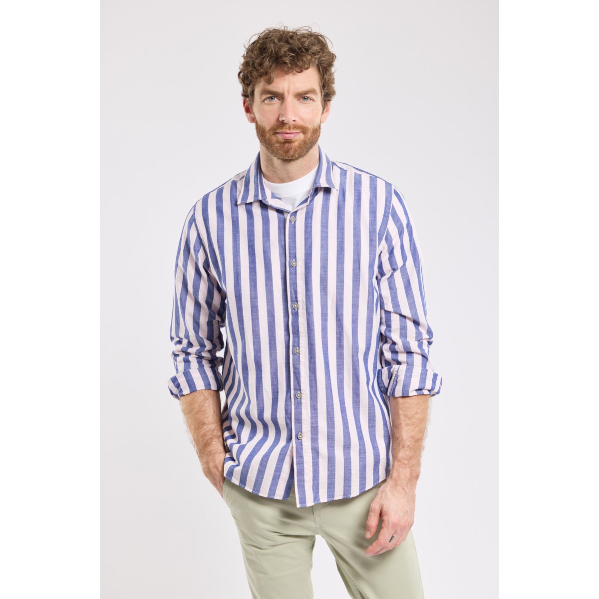 Chemise rayée ERNOU vieux rose, BERMUDES